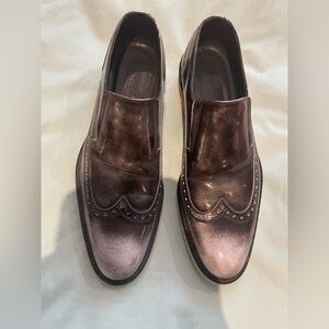Versace Collection Leather Slip On Dress Shoes Brogue Wingtip Size 42